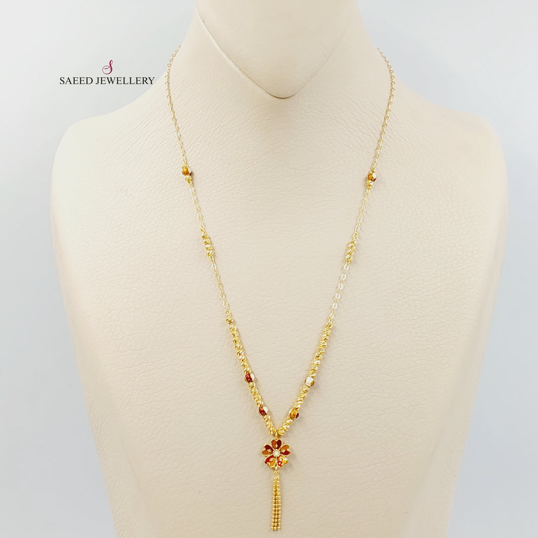 21K Gold Enameled Rose Necklace by Saeed Jewelry - Image 2