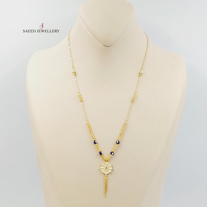 21K Gold Enameled Rose Necklace by Saeed Jewelry - Image 1