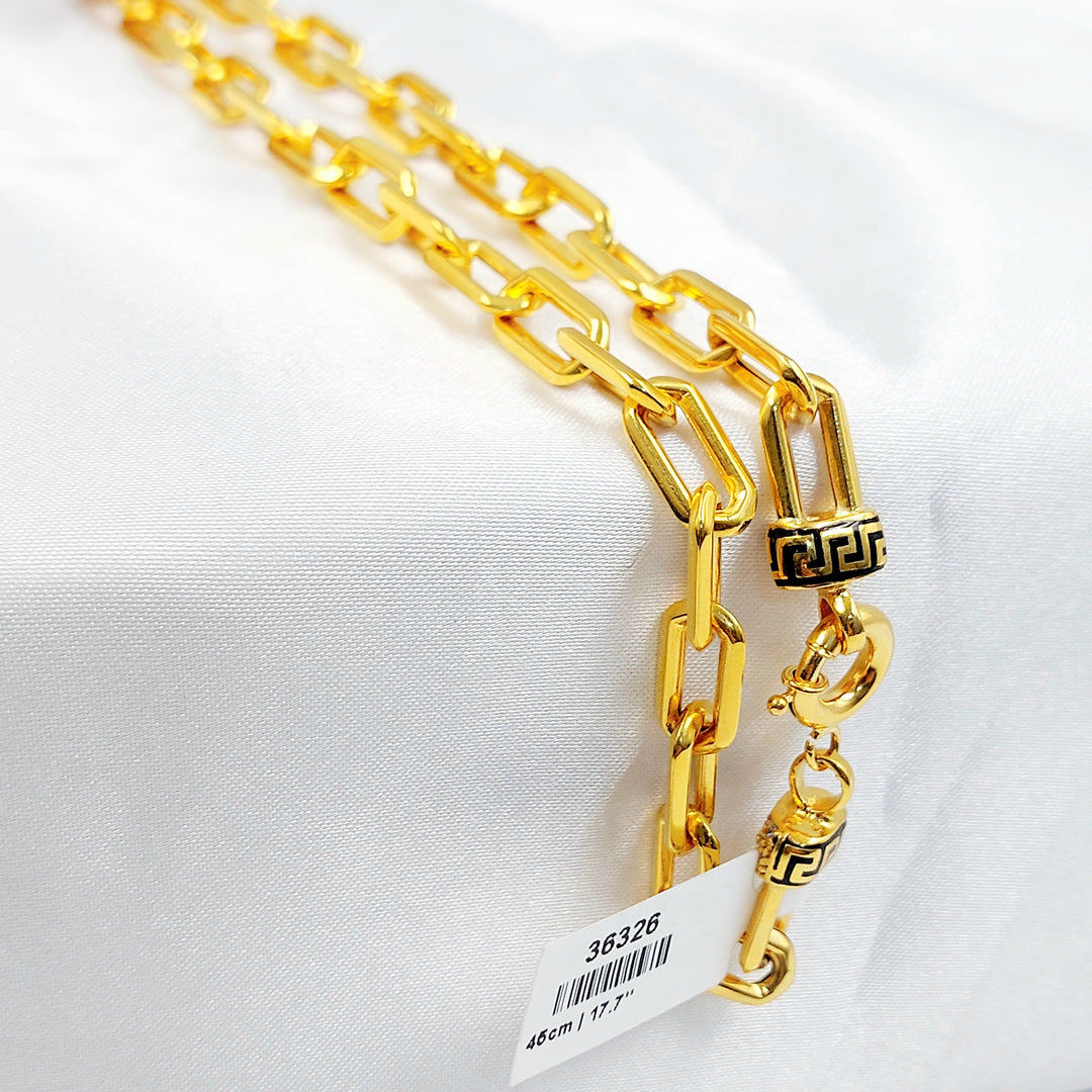 Enameled & Zircon Studded Paperclip Necklace Made of 21K Gold by Saeed Jewelry 