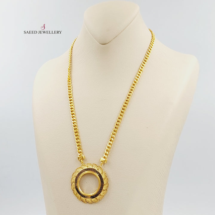 Enameled Frame Necklace Made of 21K Gold by Saeed Jewelry 