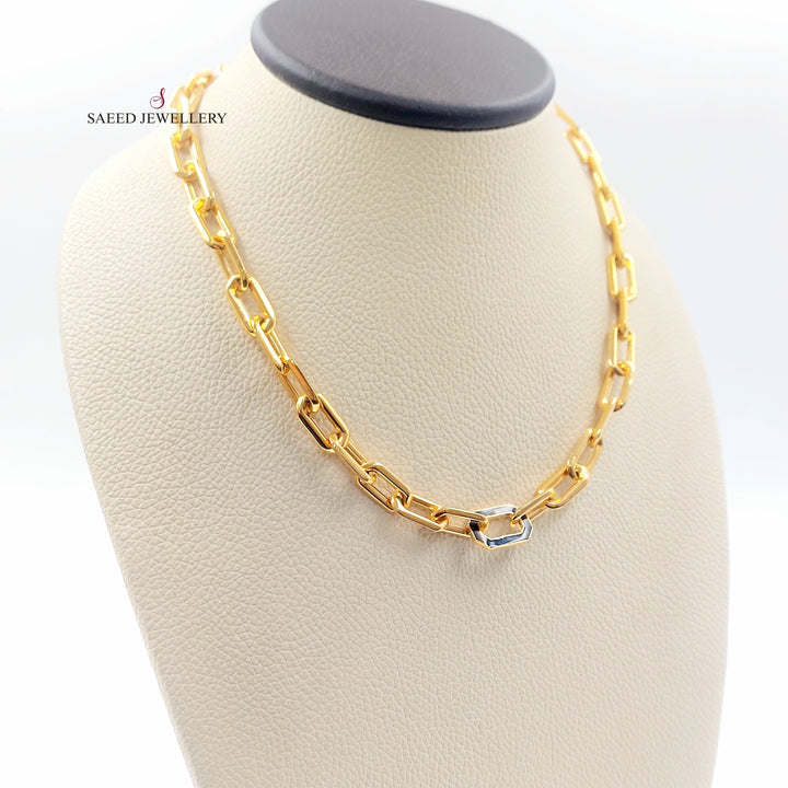 Enameled Paperclip Necklace Made of 21K Gold by Saeed Jewelry 