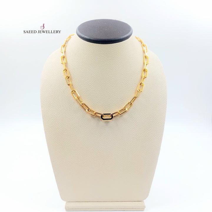 Enameled Paperclip Necklace Made of 21K Gold by Saeed Jewelry 