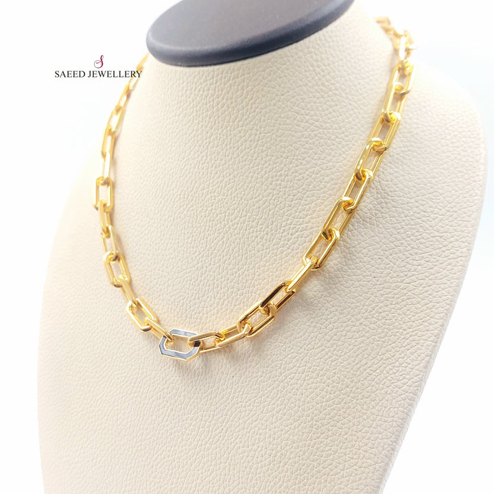 Enameled Paperclip Necklace Made of 21K Gold by Saeed Jewelry 