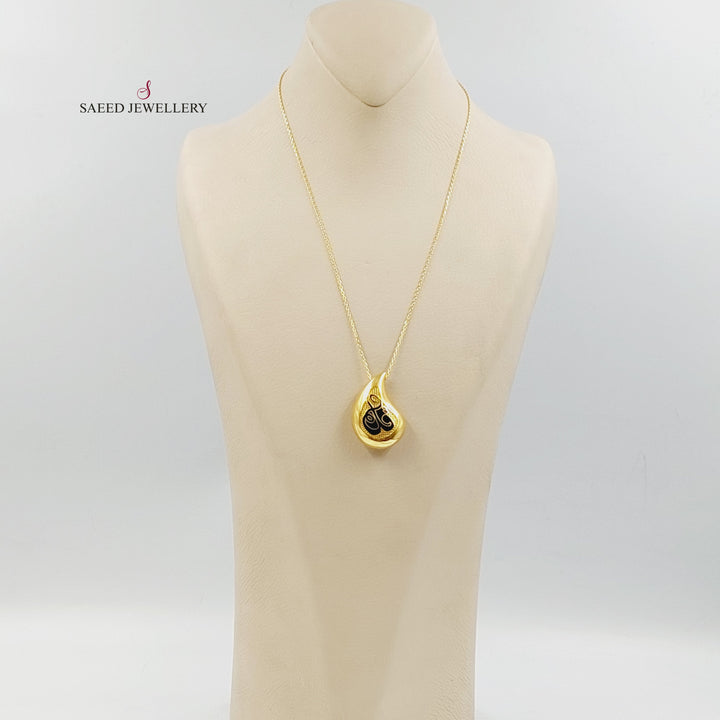 Enameled Almond Necklace Made of 21K Gold by Saeed Jewelry 