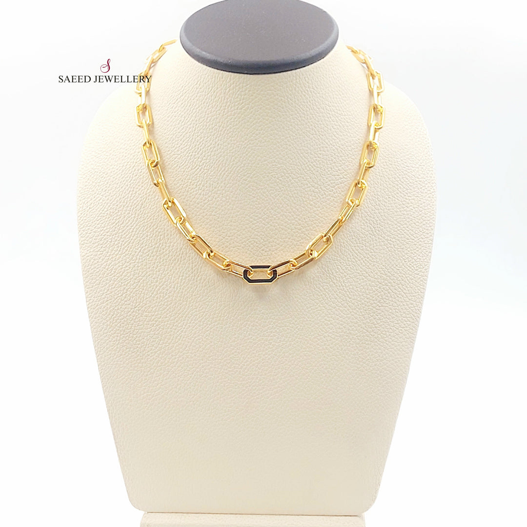 Enameled Paperclip Necklace Made of 21K Gold by Saeed Jewelry 