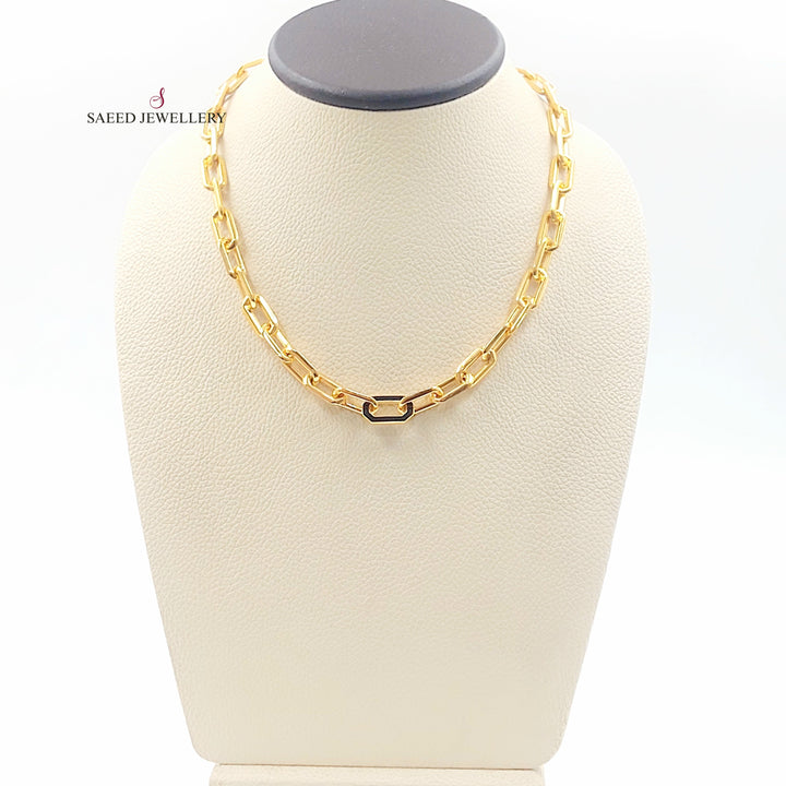 Enameled Paperclip Necklace Made of 21K Gold by Saeed Jewelry 