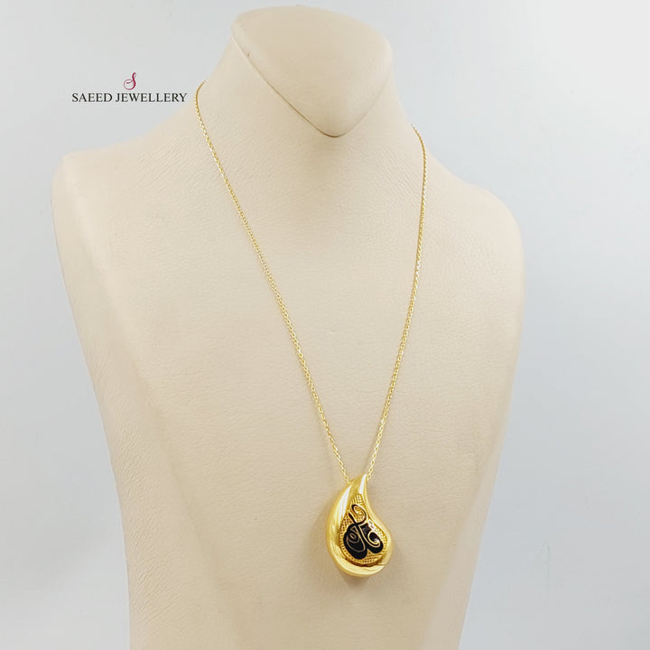 Enameled Almond Necklace Made of 21K Gold by Saeed Jewelry 
