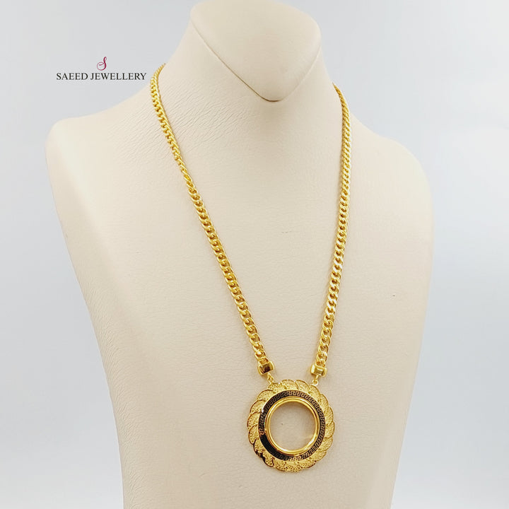 Enameled Frame Necklace Made of 21K Gold by Saeed Jewelry 