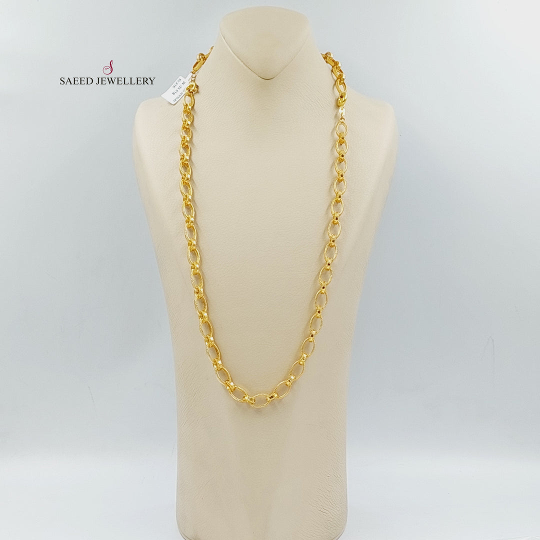 21K Gold Engraved Cuban Links Necklace by Saeed Jewelry - Image 1