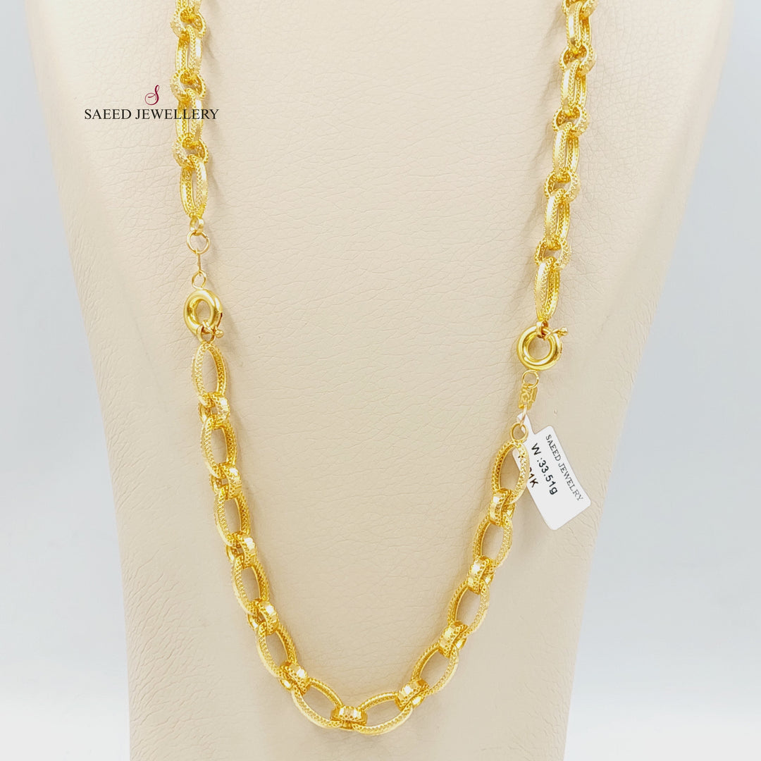 21K Gold Engraved Cuban Links Necklace by Saeed Jewelry - Image 4