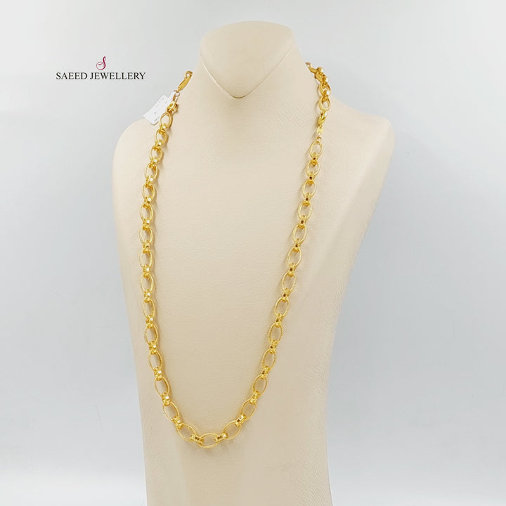 21K Gold Engraved Cuban Links Necklace by Saeed Jewelry - Image 2