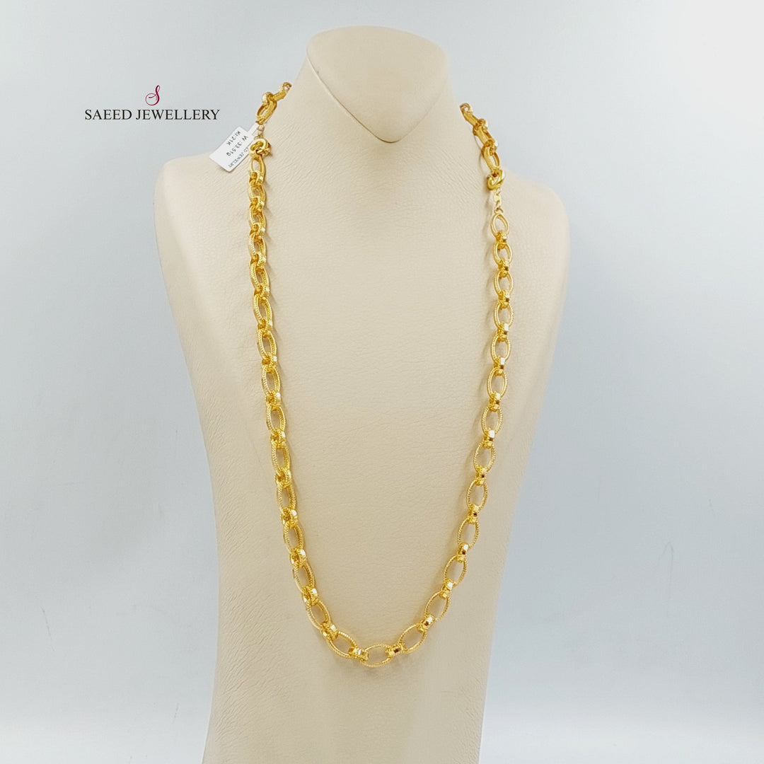 21K Gold Engraved Cuban Links Necklace by Saeed Jewelry - Image 3