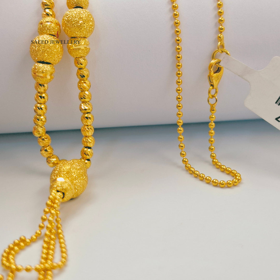 Engraved Balls Necklace Made of 21K Gold by Saeed Jewelry 