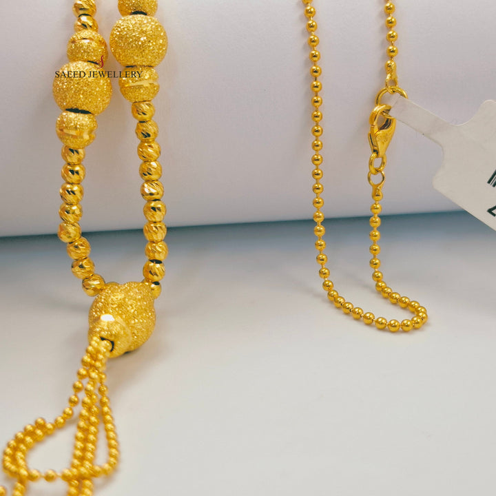 Engraved Balls Necklace Made of 21K Gold by Saeed Jewelry 