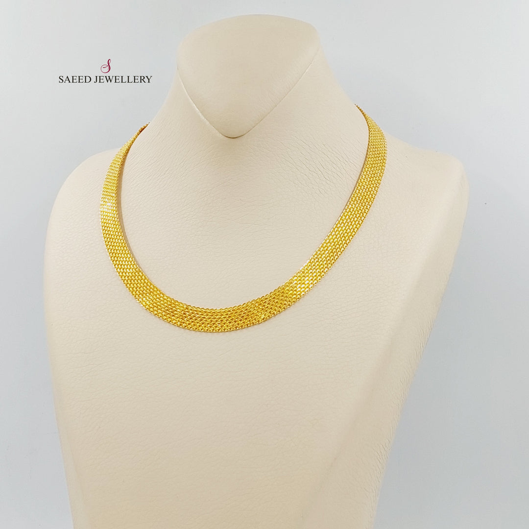 21K Gold Fancy Flat Necklace by Saeed Jewelry - Image 3