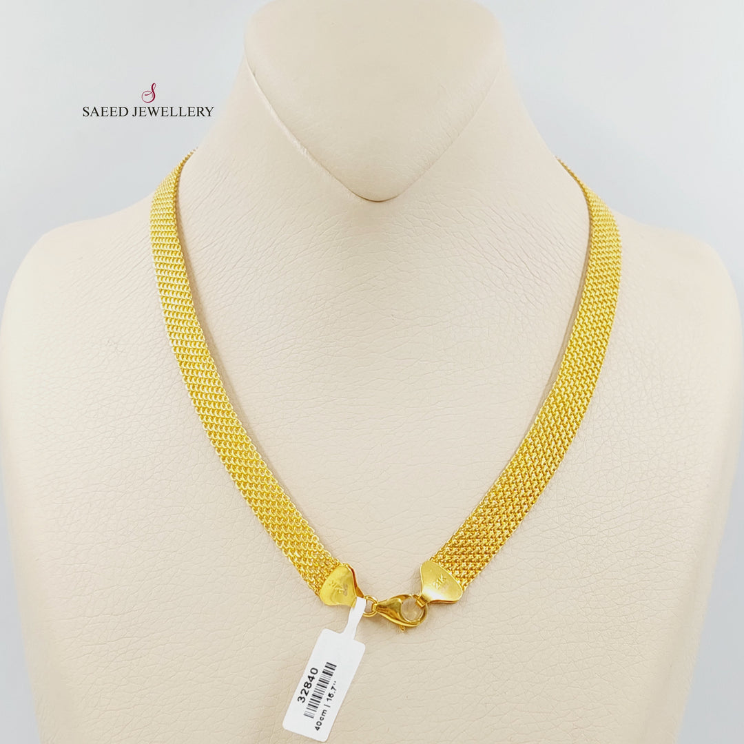 21K Gold Fancy Flat Necklace by Saeed Jewelry - Image 4