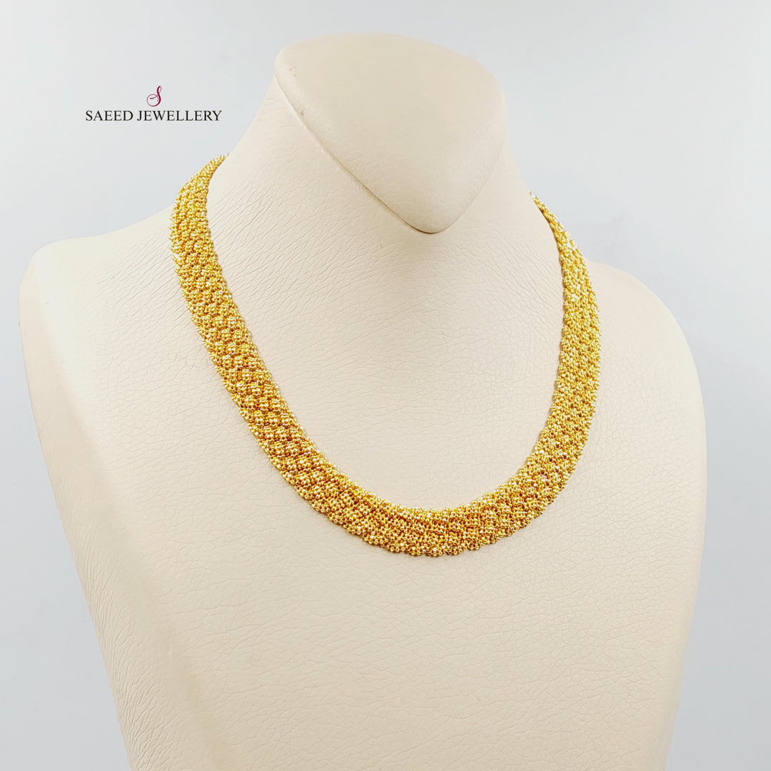 21K Gold 13m Flat Fancy Necklace by Saeed Jewelry - Image 7