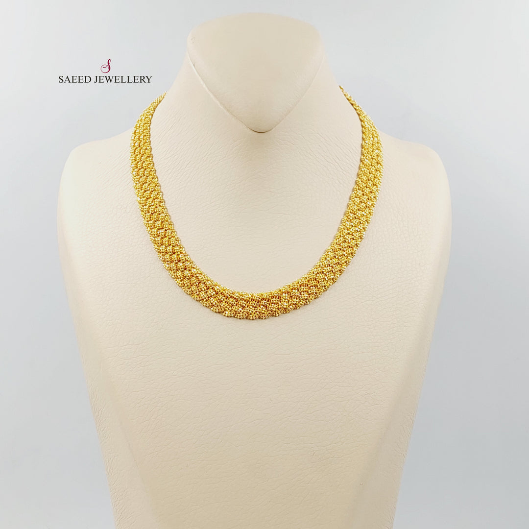 21K Gold 13m Flat Fancy Necklace by Saeed Jewelry - Image 4