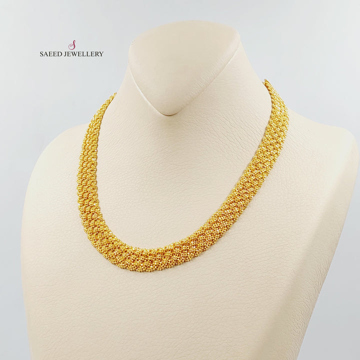 21K Gold 13m Flat Fancy Necklace by Saeed Jewelry - Image 3