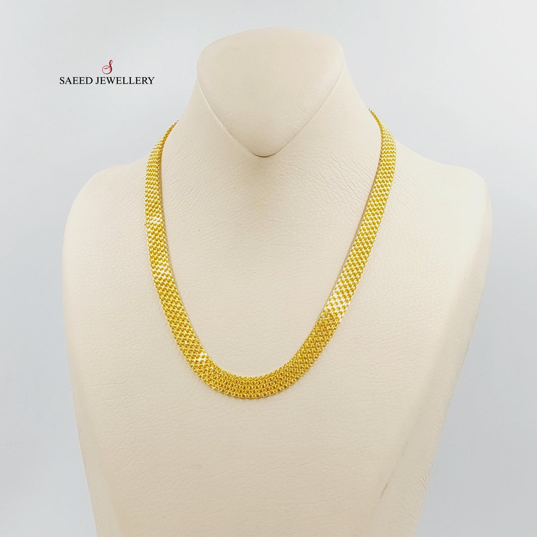 21K Gold Flat Fancy Necklace by Saeed Jewelry - Image 4