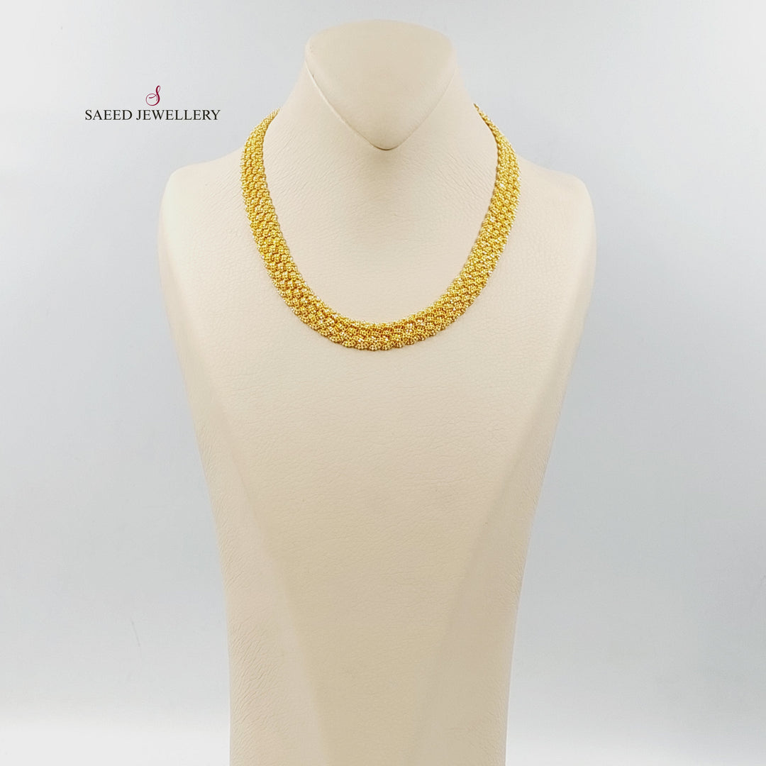 21K Gold 13m Flat Fancy Necklace by Saeed Jewelry - Image 5