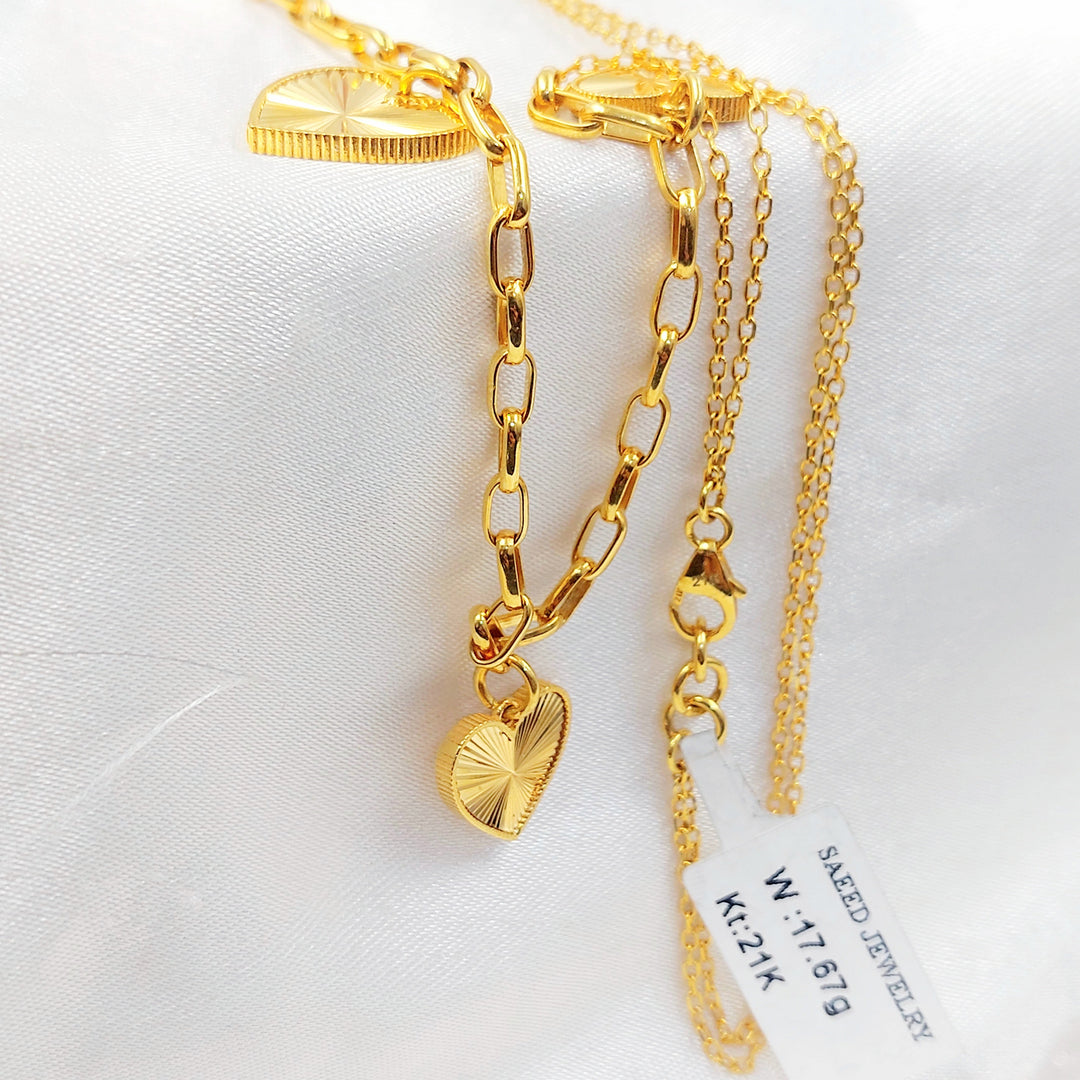 21K عقد فرفشة قلب-مجوهرات الشيخ سعيد-Saeed Jewelry 