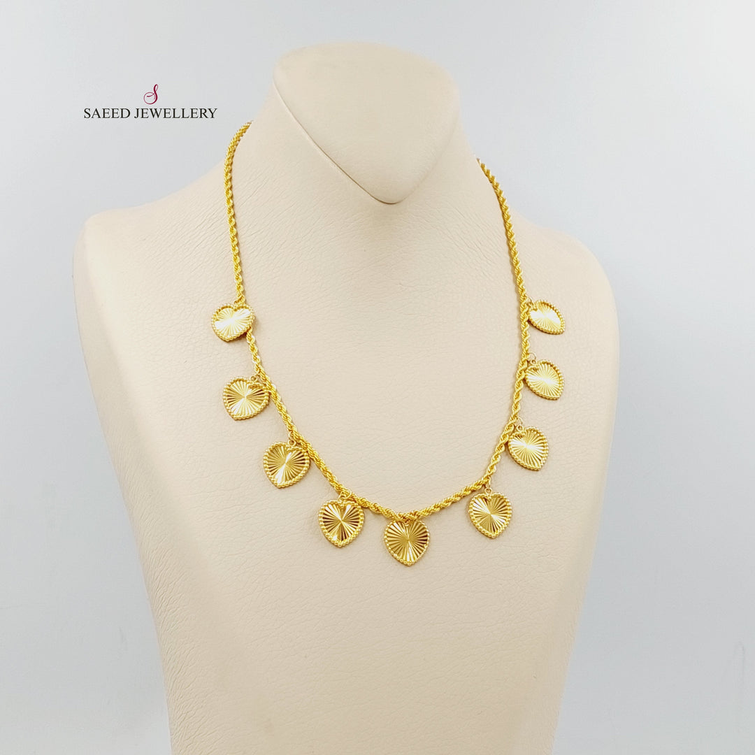 21K Gold Heart Dandash Necklace by Saeed Jewelry - Image 3