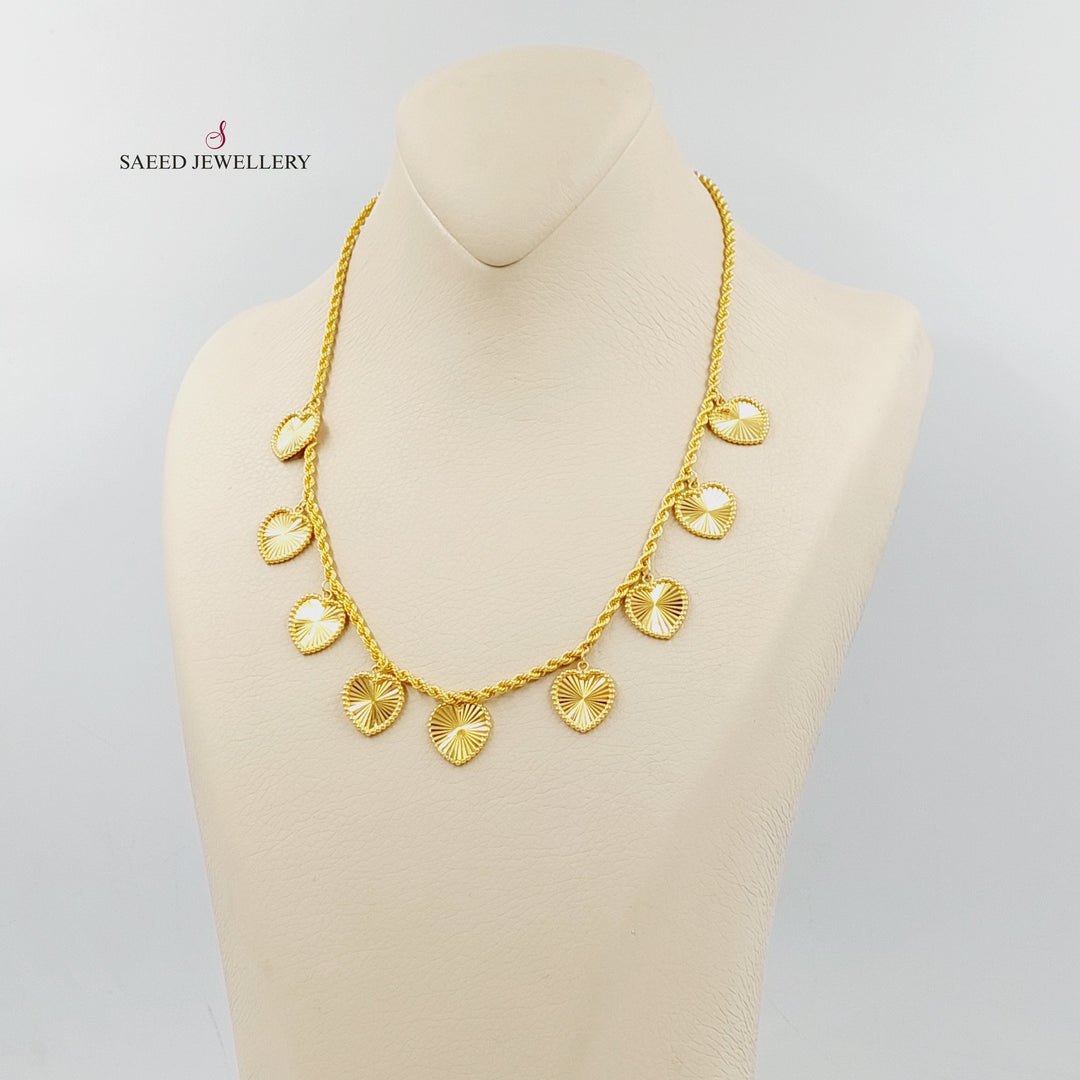 21K Gold Heart Dandash Necklace by Saeed Jewelry - Image 2