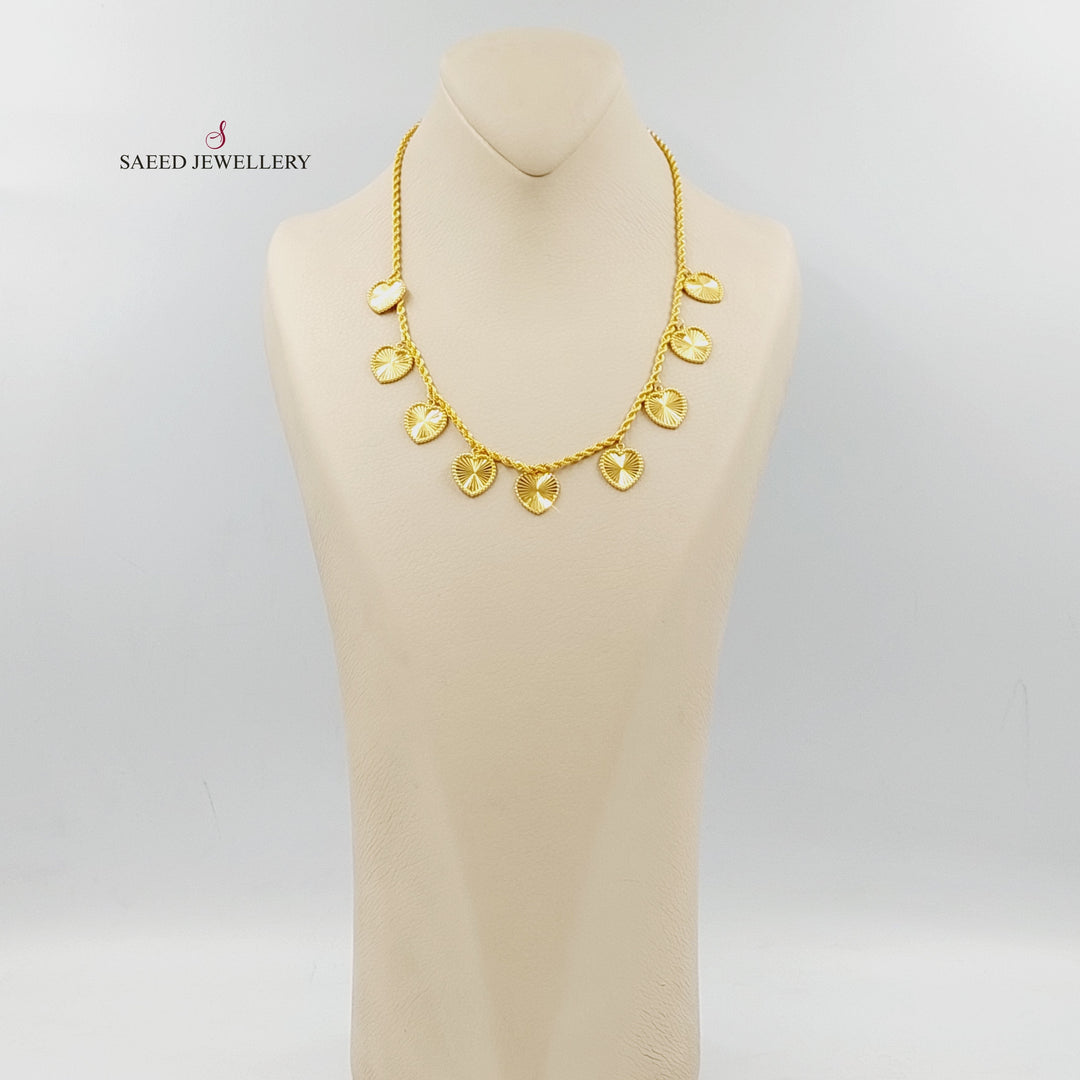 21K Gold Heart Dandash Necklace by Saeed Jewelry - Image 4