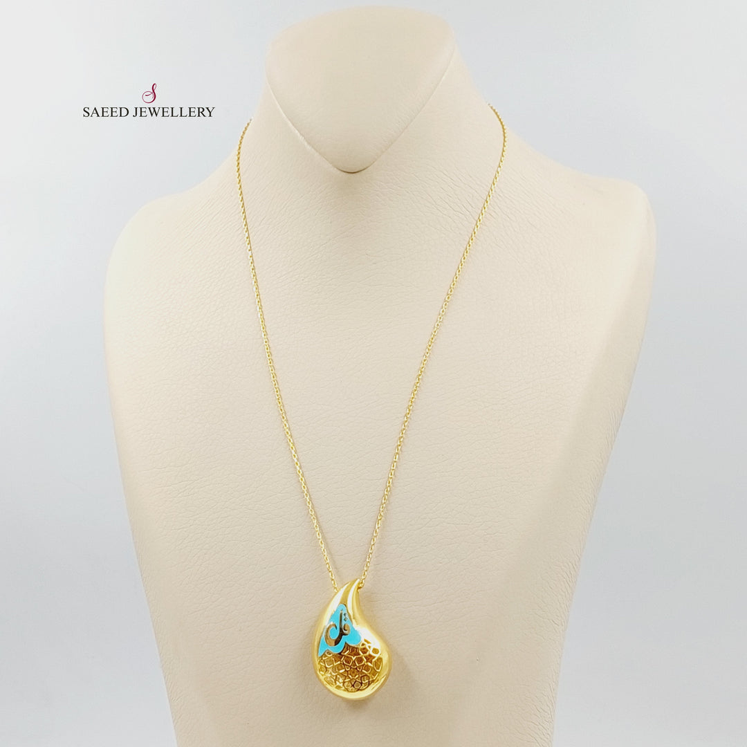 21K Gold Islamic Almond Necklace by Saeed Jewelry - Image 5