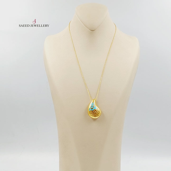 21K Gold Islamic Almond Necklace by Saeed Jewelry - Image 4