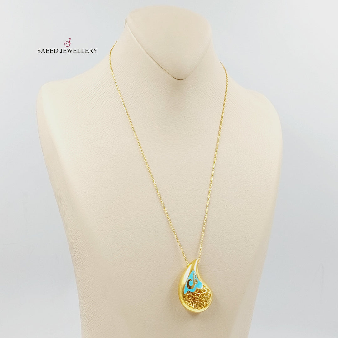 21K Gold Islamic Almond Necklace by Saeed Jewelry - Image 3