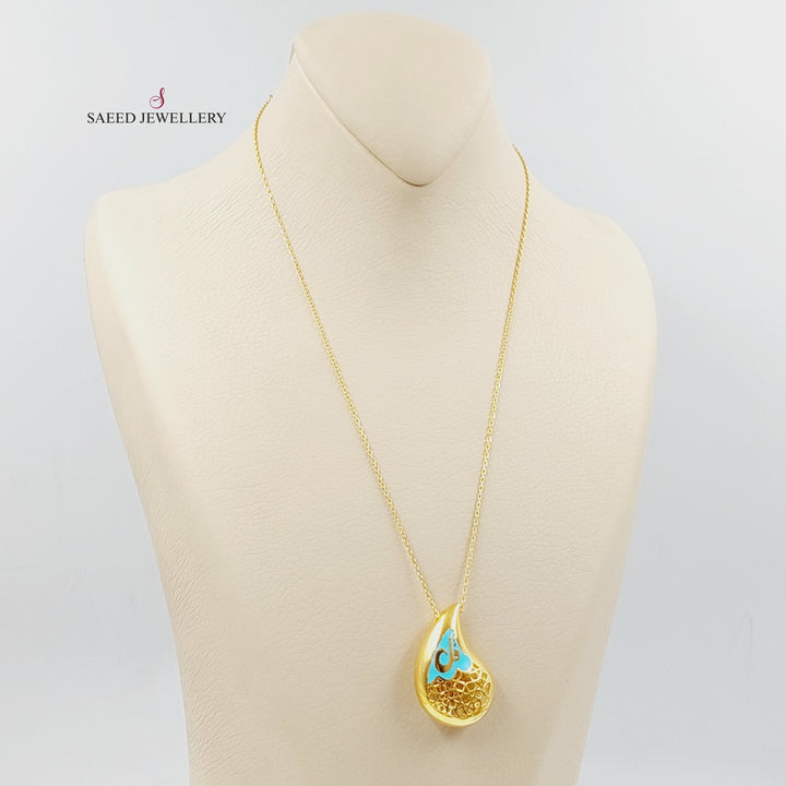 21K Gold Islamic Almond Necklace by Saeed Jewelry - Image 3