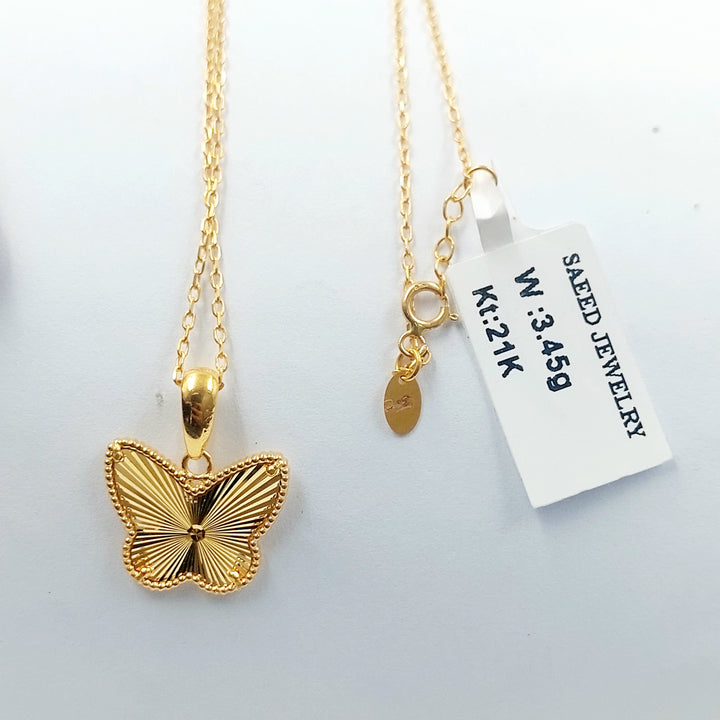 Light Butterfly Necklace Made of 21K Gold by Saeed Jewelry 