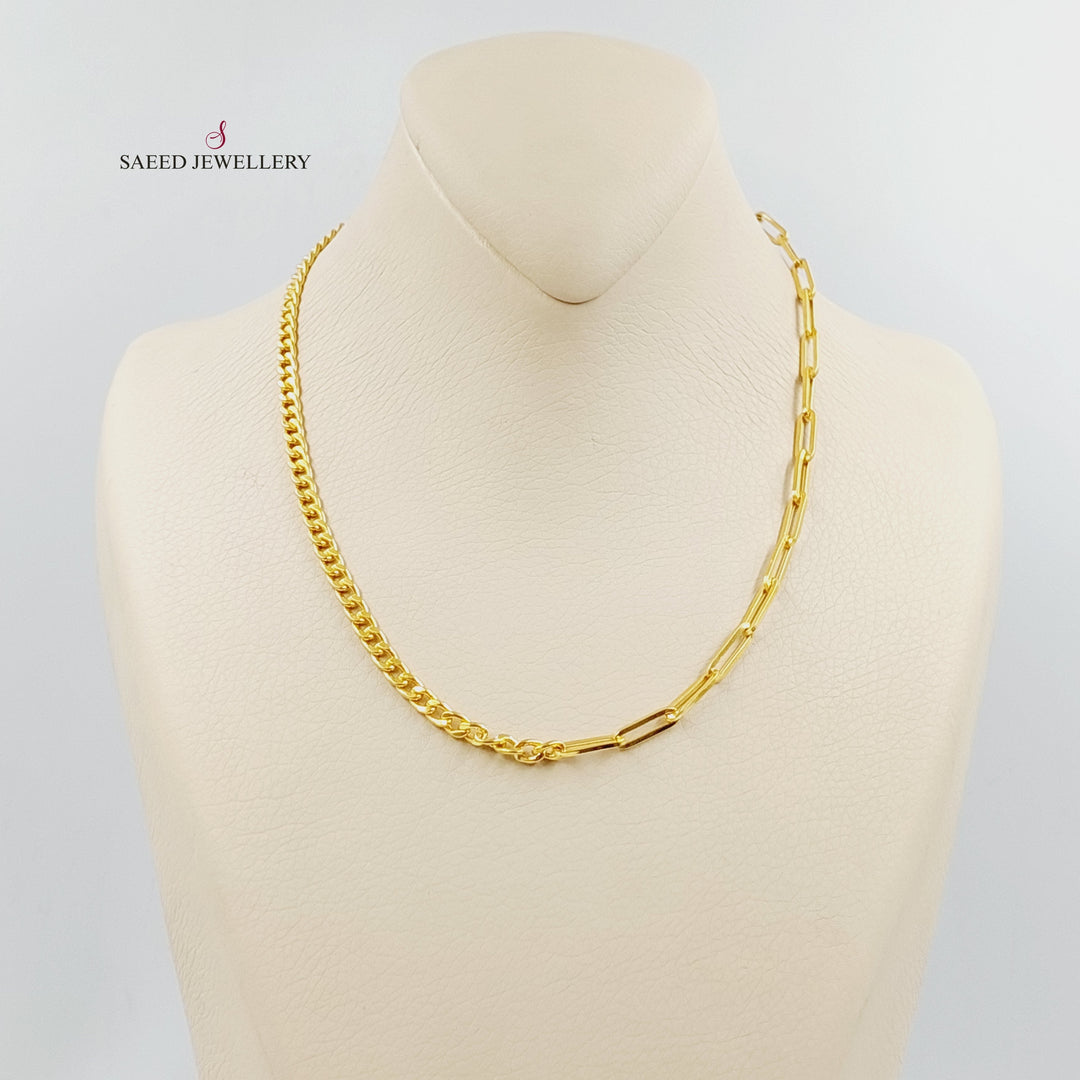 21K عقد جنزير بيبر كليب-مجوهرات الشيخ سعيد-Saeed Jewelry 
