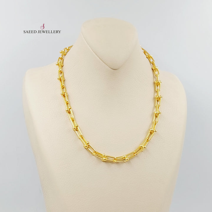 21K Gold Paperclip Necklace by Saeed Jewelry - Image 3