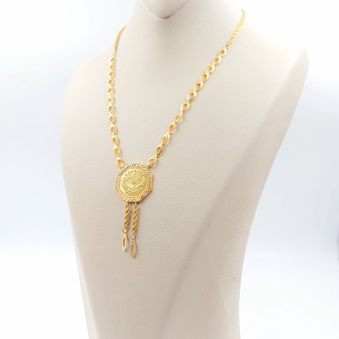 Rashadi Print Necklace Made of 21K Gold by Saeed Jewelry 