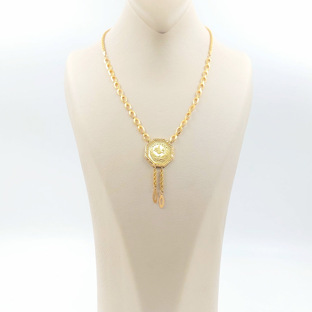 Rashadi Print Necklace Made of 21K Gold by Saeed Jewelry 
