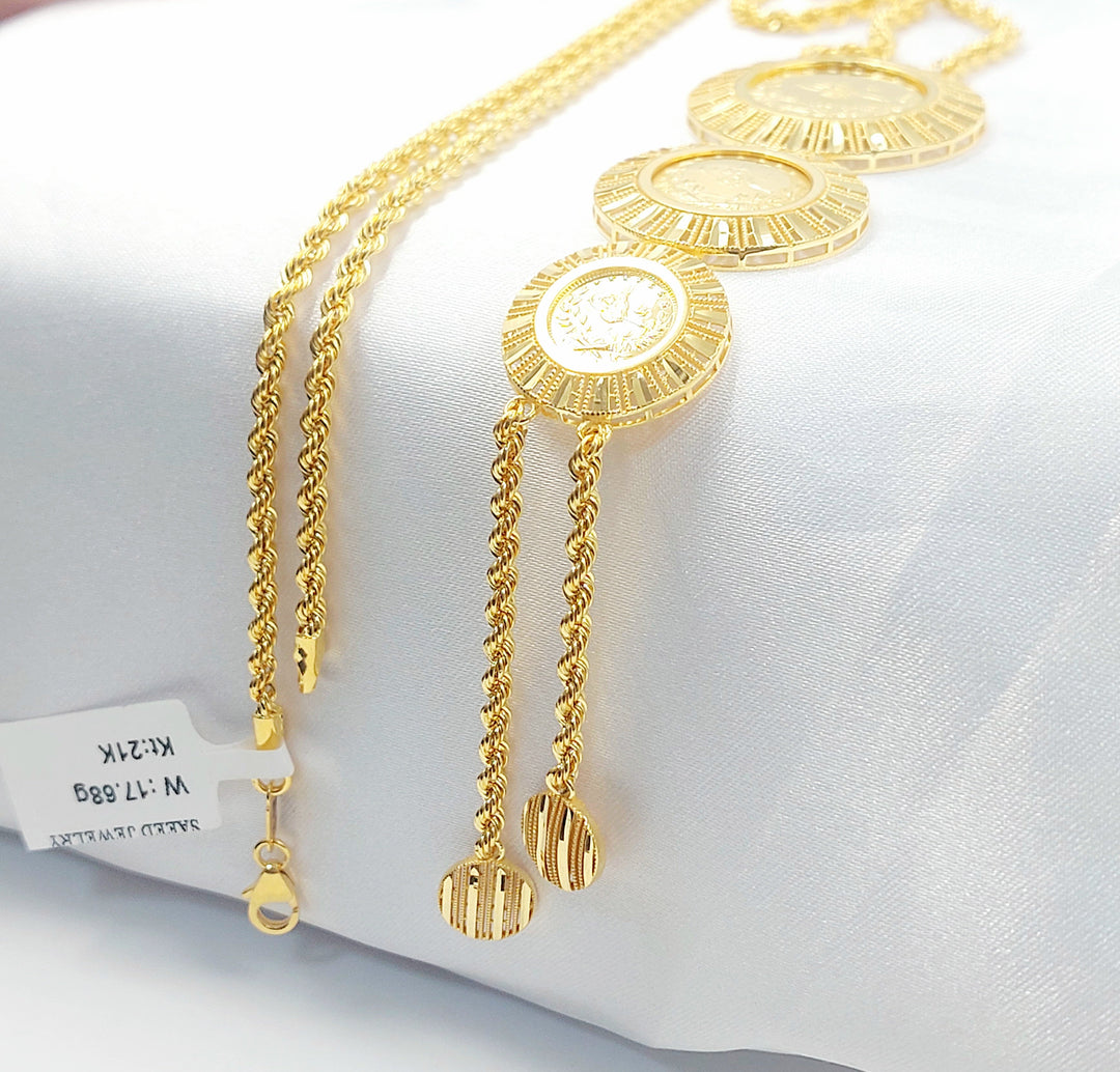 Rashadi Balls Necklace Made of 21K Gold by Saeed Jewelry 