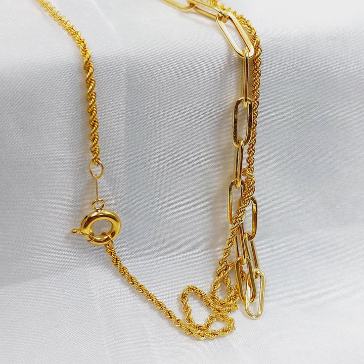 Rope Paperclip Necklace Made of 21K Gold by Saeed Jewelry 