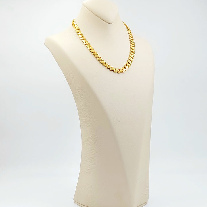 Zircon Studded Cuban Links Necklace Made of 21K Gold by Saeed Jewelry 