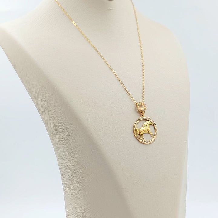 21K عقد حصان مرصع-مجوهرات الشيخ سعيد-Saeed Jewelry 