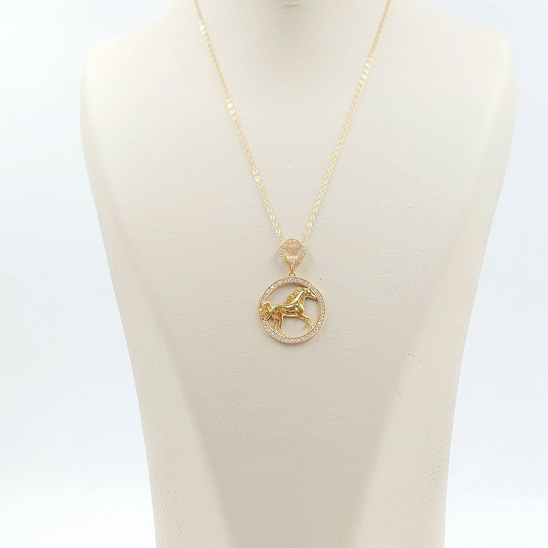 21K عقد حصان مرصع-مجوهرات الشيخ سعيد-Saeed Jewelry 