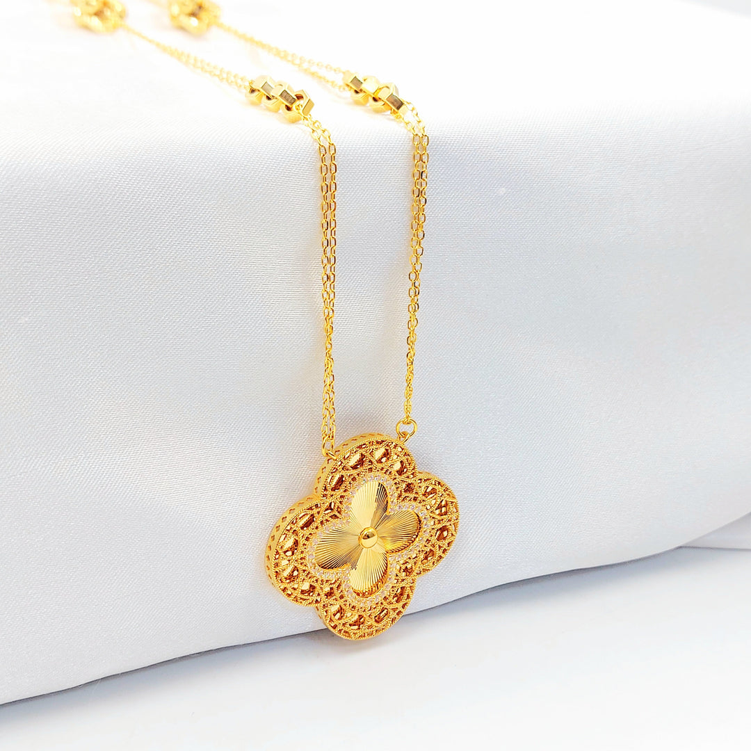 21K عقد وردة مرصع-مجوهرات الشيخ سعيد-Saeed Jewelry 