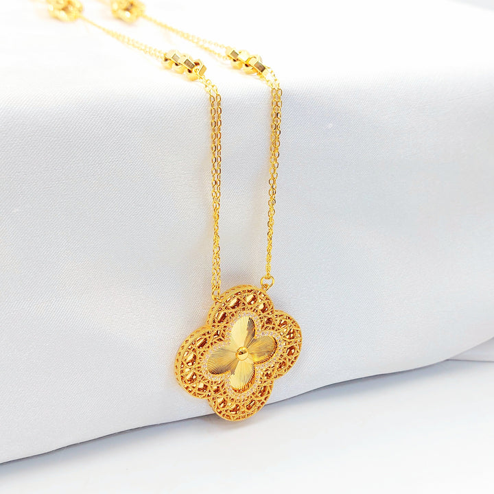 21K عقد وردة مرصع-مجوهرات الشيخ سعيد-Saeed Jewelry 