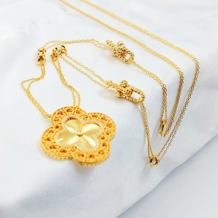 21K عقد وردة مرصع-مجوهرات الشيخ سعيد-Saeed Jewelry 