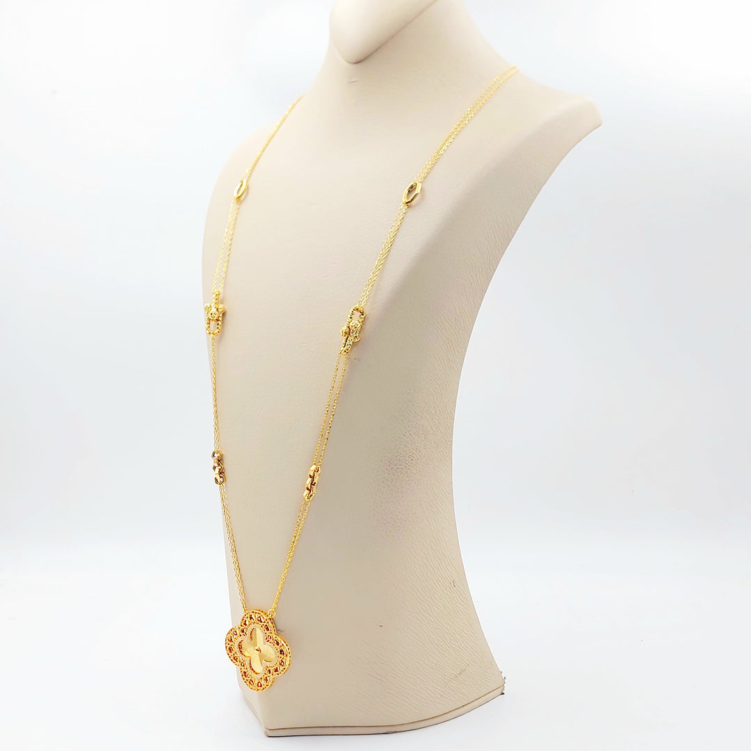 21K عقد وردة مرصع-مجوهرات الشيخ سعيد-Saeed Jewelry 