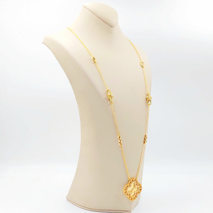 21K عقد وردة مرصع-مجوهرات الشيخ سعيد-Saeed Jewelry 