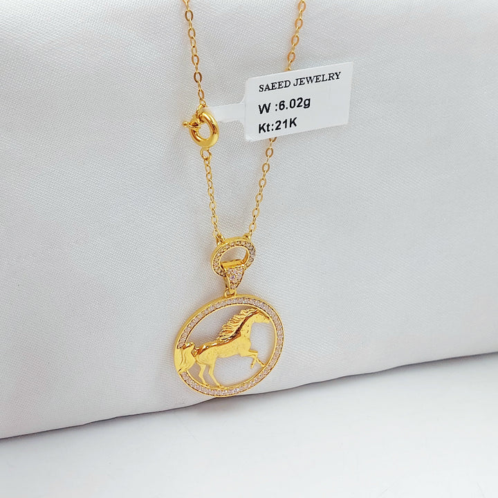 21K عقد حصان مرصع-مجوهرات الشيخ سعيد-Saeed Jewelry 