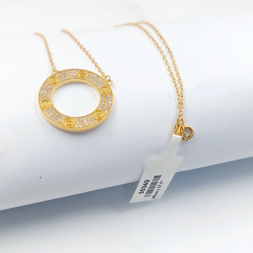 Zircon Studded Figaro Necklace Made of 21K Gold by Saeed Jewelry 